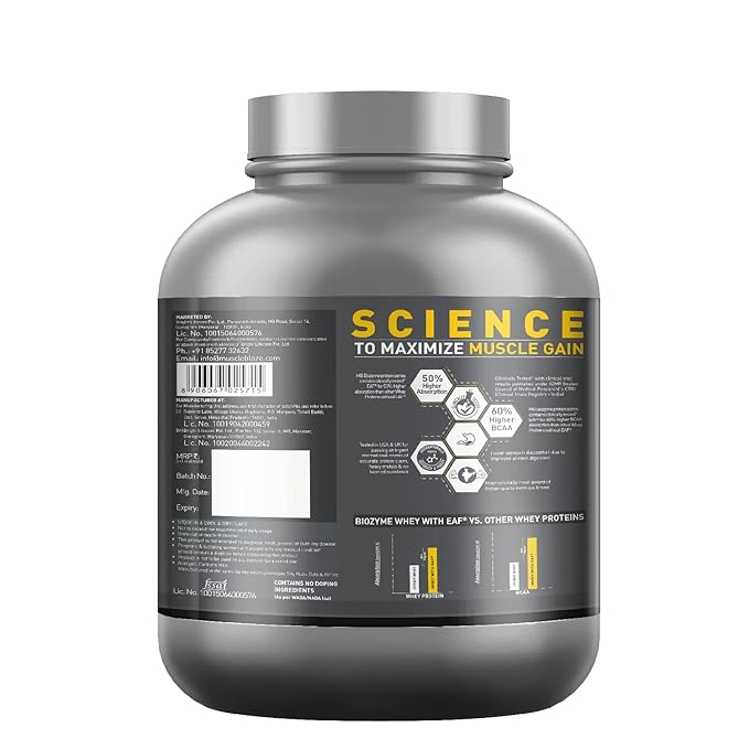 MuscleBlaze Biozyme Whey Protein, Blend of Whey Isolate & Concentrate