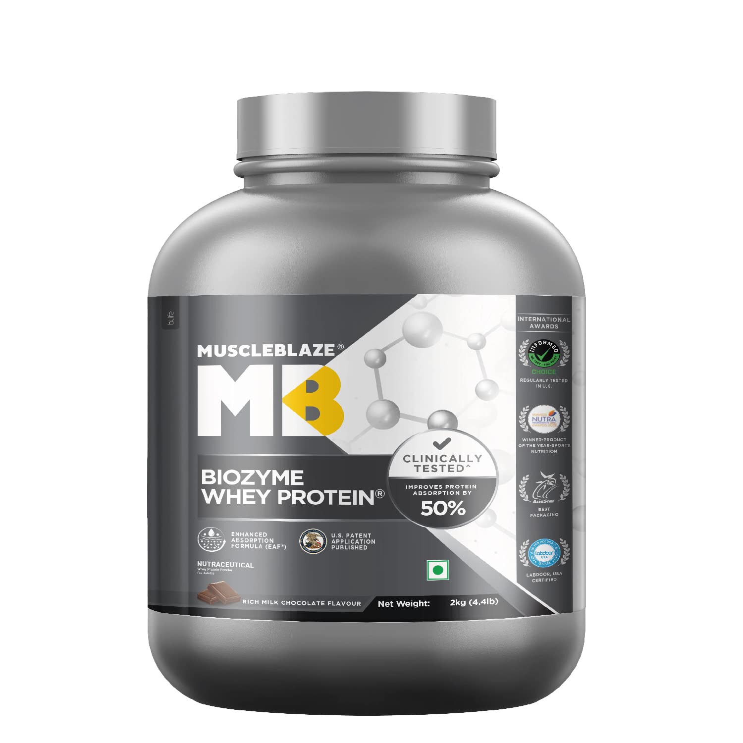 MuscleBlaze Biozyme Whey Protein, Blend of Whey Isolate & Concentrate
