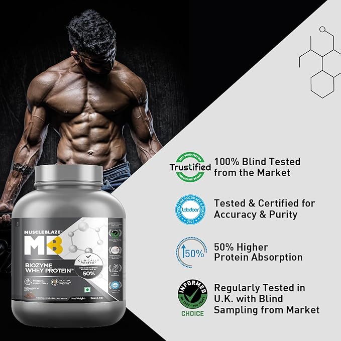MuscleBlaze Biozyme Whey Protein, Blend of Whey Isolate & Concentrate