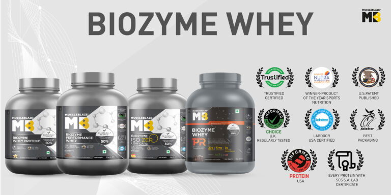 MuscleBlaze Biozyme Whey Protein, Blend of Whey Isolate & Concentrate